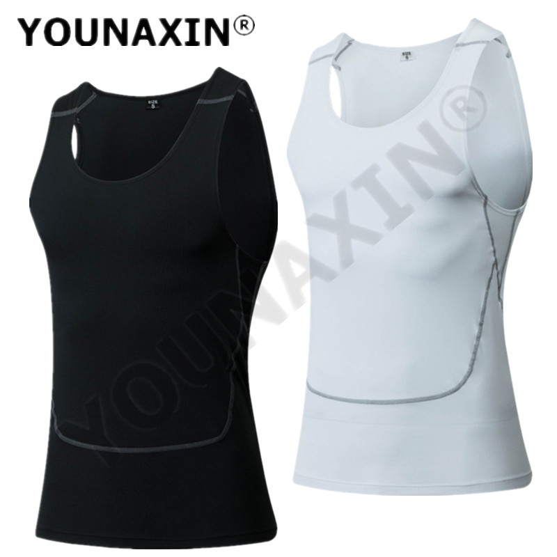 T Shirt Tight Fit - Heren Zwarte Sport Skinny Vest Strakke