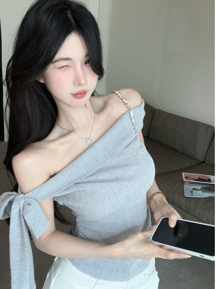 Spicy Girl One-Shoulder Tie Ta - T Shirt Tight Fit recensie en prijs
