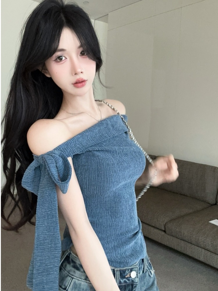 Spicy Girl One-Shoulder Tie Ta - T Shirt Tight Fit recensie en prijs